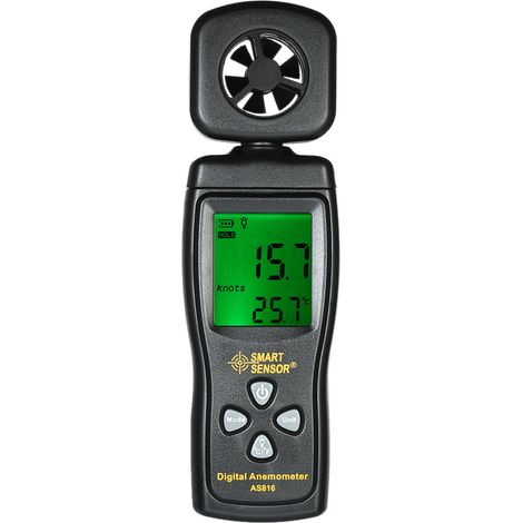 Anémomètre miniature SMART SENSOR avec écran LCD numérique rétroéclairé, mesure de la vitesse du vent et de la température de l'air. (1/4)