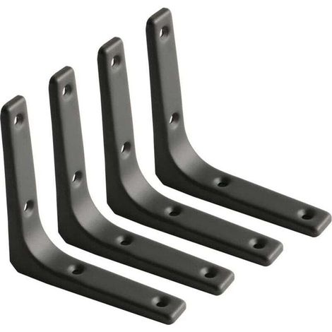 équerre étagère Murale, équerre Métal Mat Noir, Support étagère Métal pour Déco Cusine, équerre Charge Lourde, 100mm100mm, 4pcs (1/4)