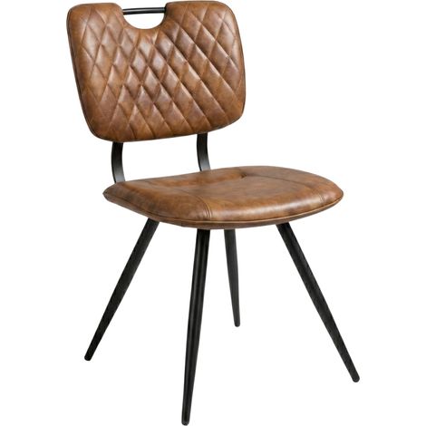 Chaise KAREL Marron en simili cuir style bistrot pour intérieur