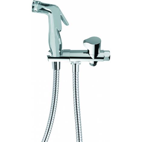 Valentin – Kit complet hygiène WC avec douchette jet pluie à gachette – Flexible métal 1,25m – Robinet 3 voies laiton chromé – Installation facile (1/6)