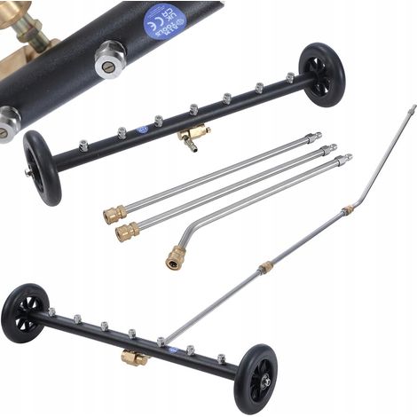 Rosfix Set Lance de Lavage Sous-Châssis 275 Bar – 7 Buses 40°, 1/4" Quick Plug Inox, 126 cm Pour Voiture, Terrasse, Allée Accessoire Nettoyeur Haute Pression (1/5)