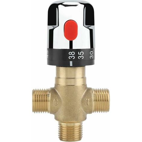 Hot Cold Water Mixer Valve Solid Brass Thermostatic Mixer Tap Fixed Temperature Faucet for Sink Kitchen Bathroom Toilet G1/2 3545℃ 15mm (1/5)