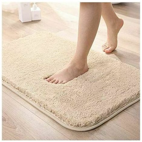 Tappetino da bagno antiscivolo Tappetino da bagno assorbente in peluche Tappetino da bagno in microfibra Beige 40x60cm
