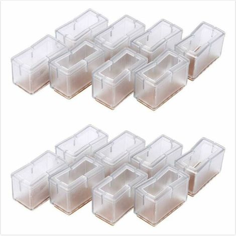 Patins de meubles antidérapants et stables, protections pratiques en PVC pour pieds de chaise à base rectangulaire, transparentes, réduisent le bruit et protègent des rayures.