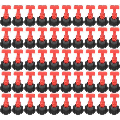 Système de nivellement de carrelage Kit de niveleur de sol professionnel en acier inoxydable avec clé pour la rénovation de la maison ensemble d'outils d'espacement de carrelage (Noir Rouge) (1/5)