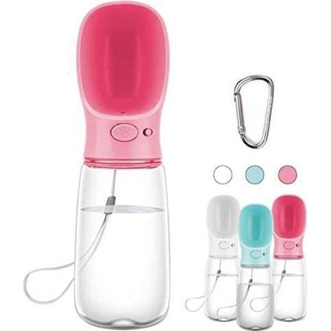 ZOLGINAH Pinke tragbare Hunde-Trinkflasche, 350/550 ml, lebensmittelecht, antibakteriell, für Hunde und Katzen, Trinkwasser für unterwegs (1/5)