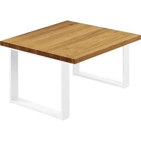 LAMO Manufaktur Esstisch Küchentisch, 60x60x47 cm (AxBxH), Modern, Rustikal / Weiss, LKG-01-A-003-9016M