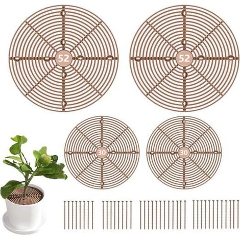 4 Pièces Grille de Protection pour Pot de Fleurs, 52cm et 30cm en Plastique pour Animaux de Compagnie Chat Tombe Sécurité Bébé (1/5)