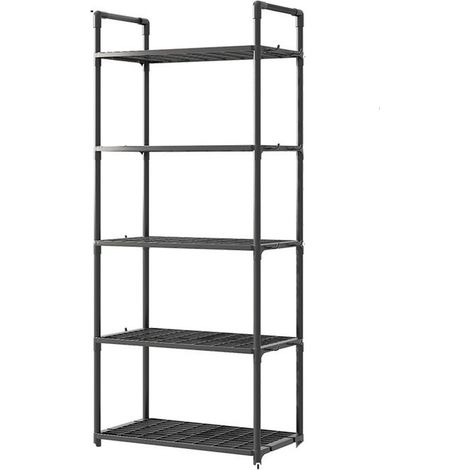 Étagère de sol en plastique, étagère de cuisine à 5 niveaux, système d'étagères pour garde-manger, étagères de rangement, étagère à plusieurs niveaux pour micro-ondes et cuiseur à riz (1/5)