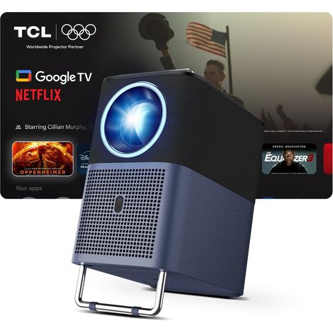 TCL A1S Projecteur Portable Intelligent 1080P Full HD, 600 Lumen ISO, Google TV, Wi-Fi, Bluetooth, Mise au Point Automatique