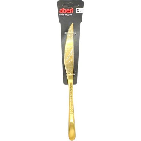 Abert set 2 pz coltelli tavola Bean gold acciaio inox 18/c PVD oro lucido