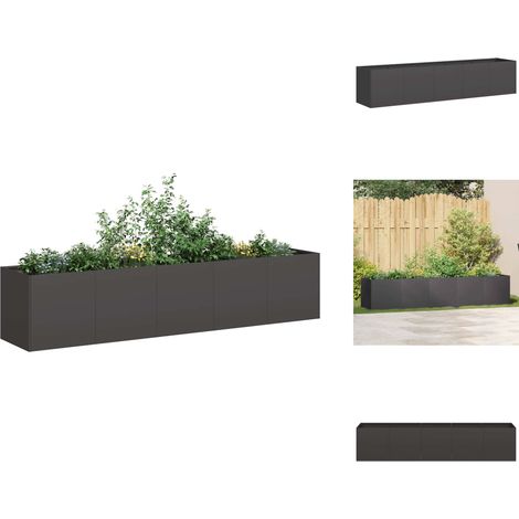 Jardinière noir 200x40x40 cm acier laminé à froid - Jardinière - Jardinières - Pot De Fleurs - Support De Jardinière (1/5)
