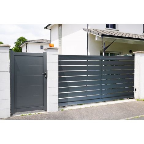 Portail Aluminium Coulissant RAL7016 L4mxH1,60m TOKYO (1/2)