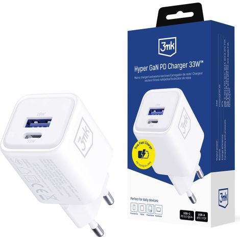 Zubehör – 3mk Hyper Charger PD 33W GaN QC4+ PPS AFC FCP SCP 1A1C Weiß (1/5)