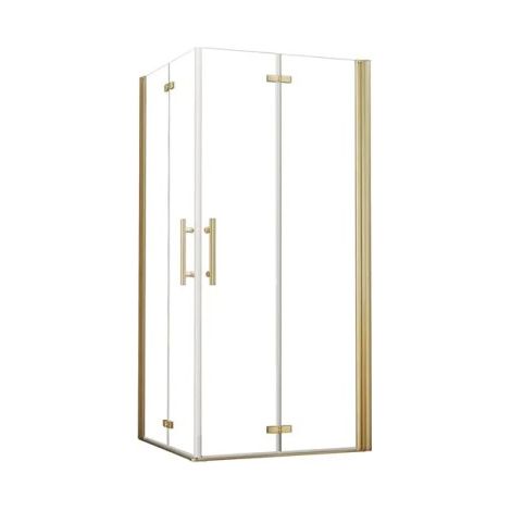 AICA Eckeinstieg 90x90x195cm 6mm ESG NANO Gold Falttür eckdusche Pendeltür Scharniertür Duschkabine Duschabtrennung (1/5)