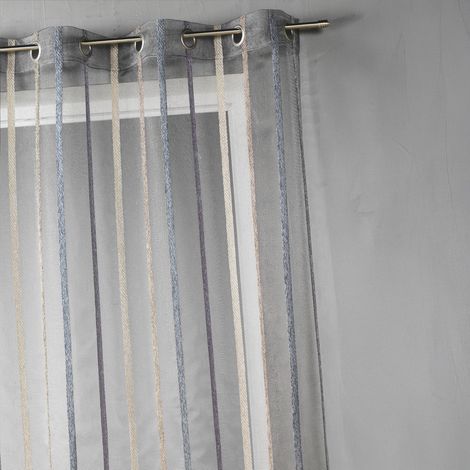 Voilage fantaisie à rayures verticales Gris anthracite 140x260 cm