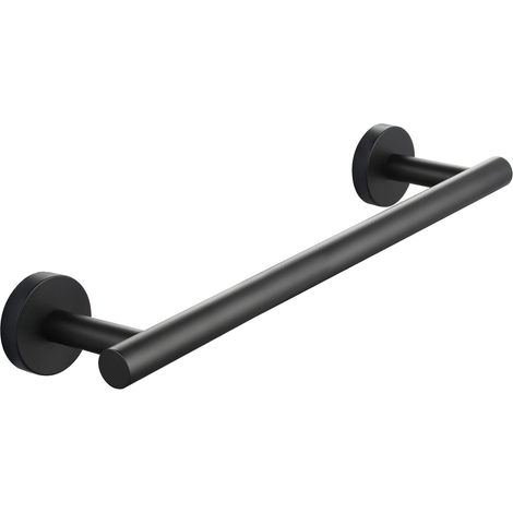 Toallero de pared de 30 cm con rosca negra de acero inoxidable (1/5)