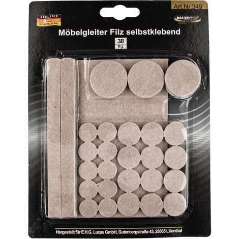 MASTERPROOF PROFESSIONAL Filz Möbelgleiter Sortiment, beige, selbstklebend 38-teilig (1/3)