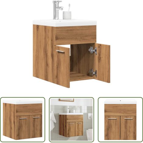 vidaXL Holzwerkstoff - 2-tlg. Badmöbel-Set Artisan-Eiche Holzwerkstoff (1/5)