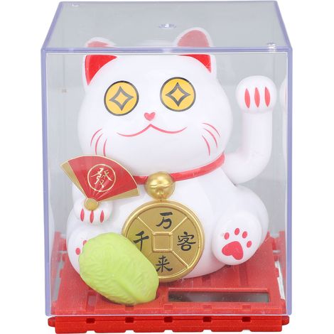 Ortviai Chat Porte-Bonheur Solaire avec Bras Oscillant pour Bureau, Voiture et Intérieur – Déco Feng Shui Écologique (1/5)