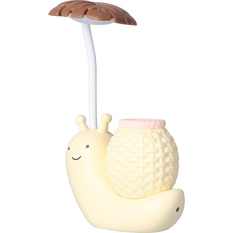 LED-Schreibtischlampe mit Stifthalter, Multifunktion, USB-Ladefunktion, niedliche Schreibtischlampe für Schüler und Kinder, Gelb (1/5)
