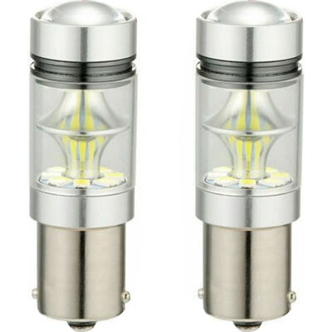 2 ampoules LED 1156 BA15S P 21 W, clignotants, feux stop, feux de recul, blanc xénon, Canbus 6000 K (1/5)