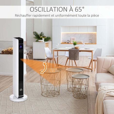 Radiateur soufflant céramique 2200W oscillant 65° télécommande minuterie 8h protection surchauffe compact 73cm idéal salon chambre bureau (1/5)