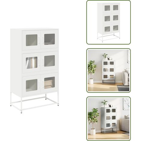 Buffet haut blanc 68x39x123 cm acier - Buffet - Buffets - Armoire - Armoire Latérale (1/5)