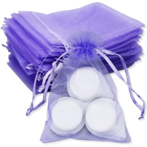 Lot de 50 pochettes en organza de 9 x 12 cm pour bijoux, petits sacs cadeaux violet clair pour fête prénatale, mariage, fête d'anniversaire d'enfants, Noël (1/3)