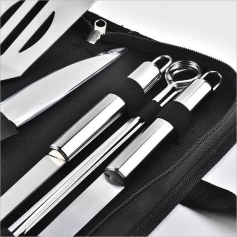 Kit Barbecue - 9 Pièces En Acier Inoxydable - Outils Pour Grillade Extérieure - Ensemble Complet Pour Jardin Ou Terrasse - 1 Set (1/4)