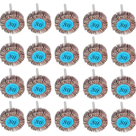 20 Pièces Roue à Lamelles, 80 Grains Papier Abrasif Roue de Polissage Roue à Lamelles Dremel 10mm pour Outil Rotatif