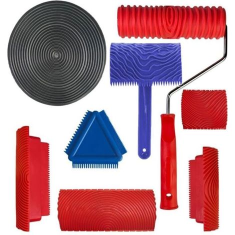 Kit de 8 rouleaux en caoutchouc pour effet bois – Outils de grain de bois – Flexibilité et résistance à l'usure – Pour surfaces (1/5)