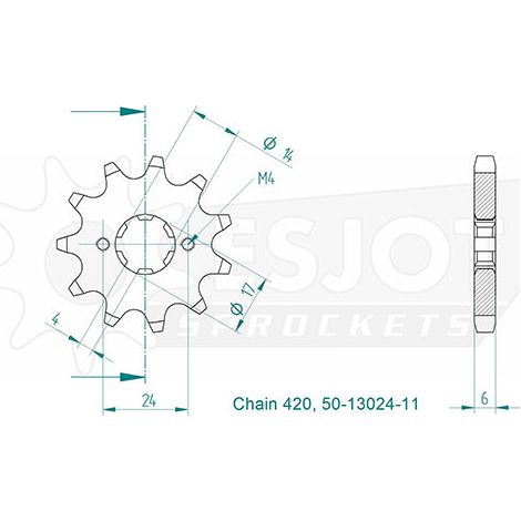 Pignon Esjot - 420 - 11 dents - Similaire JTF1128 / JTF1129