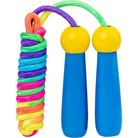 Lot de 2 cordes à sauter pour enfants, 2,5 mètres (7 pieds), réglables, avec poignées en bois, convenant aux filles ou aux garçons. (1/5)