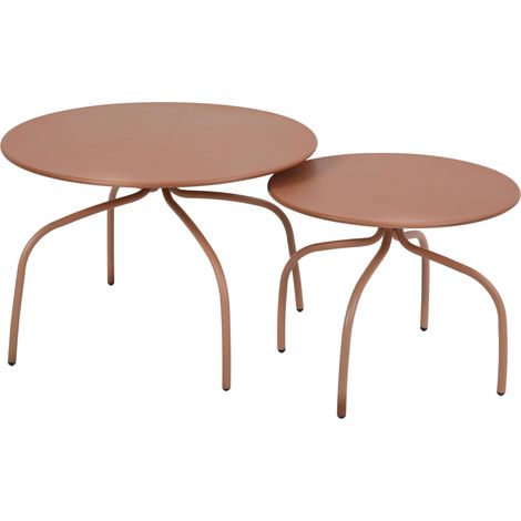 Lot de 2 tables basses gigognes de jardin argile (1/5)