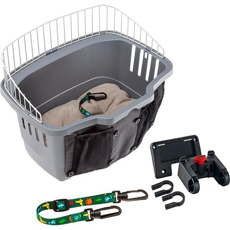 Panier de transport pour chien jusqu'à 7 kg – Fixation rapide au guidon – Léger et robuste en plastique – Poches extérieures pratiques – Ferplast