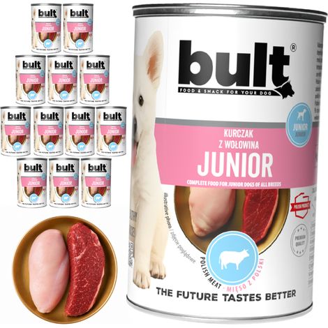 BULT JUNIOR Nassfutter für Hunde, Huhn und Rind, 12 x 400 g, für Welpen (1/2)
