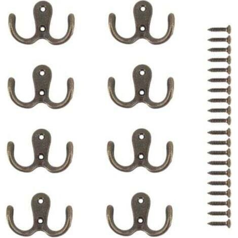 (Bronze)8 Pièces Crochet a Vis Double Métal Crochets et Patères Rangement pour la Maison étagères Tiroirs Casiers Bain