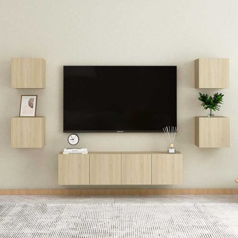 vidaXL 6 Piece TV Cabinet Set Sonoma Oak Engineered Wood (1/5)