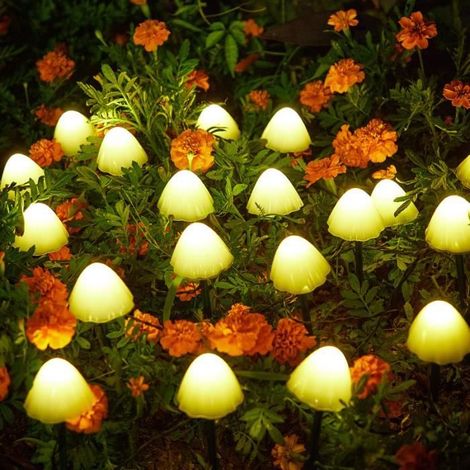 Solarpilz-Lichterkette 5M, 20 LED, 8 Modi, IP65 Wasserdicht, Außenbeleuchtung für Garten, Warmweiß