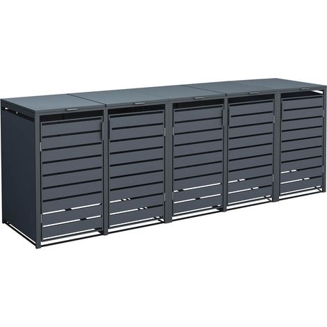 Westmann Métal Box pour poubelles 5er Kubus  5x 240 L  Anthracite  332x80x116 cm