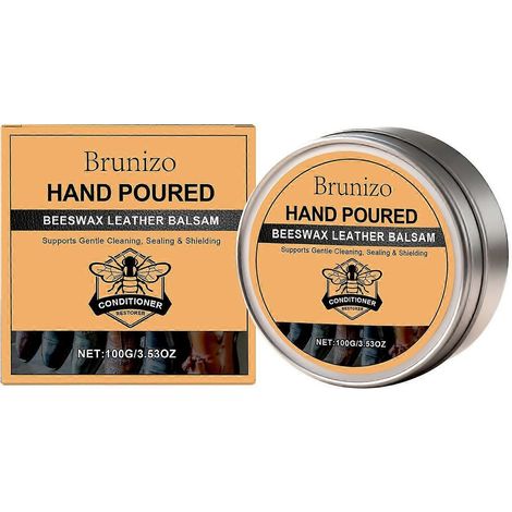 2 piècesBaume de cire d'abeille pour cuir - Baume de cire d'abeille coulé à la main - Soin et réparateur naturel pour cuir - Nettoie, imperméabilise et protège (1/5)