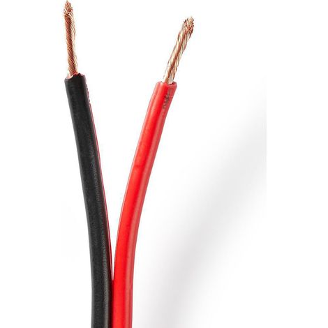 Cable de altavoz 2x 250 mm cobre 1000 m redondo pvc negro rojo bobina (1/2)