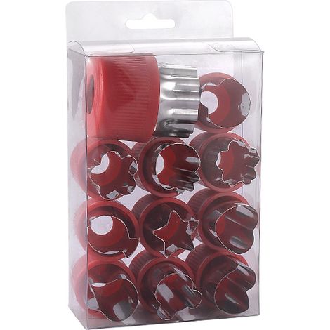 12pcs/Set légumes Fruits Fleurs Salade de Coupe de Forme Sculpture Moule en Acier Inoxydable Outils de Cuisine--rouge