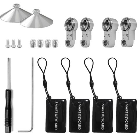 Accessoires d'extension 70-90 mm 4, carte - clé NFC 4, ventouse 2, vis de rechange 4, vis de boîtier de batterie 3, vis cruciforme 1, tournevis à 6 coins 1