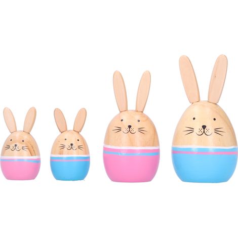 de lapins en bois ornement décoratif artisanal pour salon ou