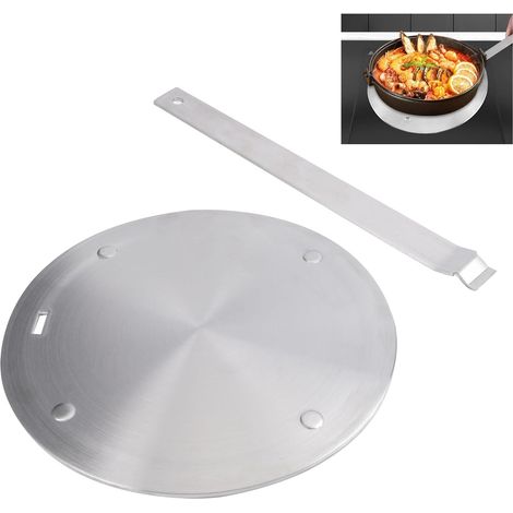 Adattatore per induzione da 20 cm, adattatore per piano cottura a induzione, adattatore per piano cottura a induzione con manico rimovibile, disco relè a induzione per pentole magnetiche e non magneti (1/5)