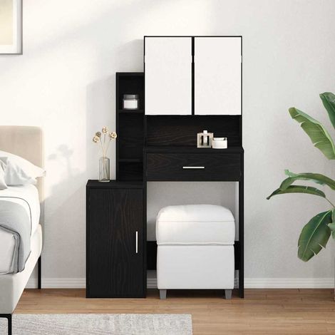 Schminktisch mit Regal Schwarz Eichen-Optik 80 x 35 x 132 cm