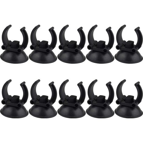 10 Saugnapfklemmen (23 mm) für Sauerstoffschläuche im Aquarium, schwarze Klemmen (1/5)