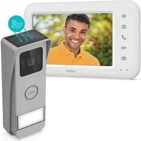 Avidsen – Visiophone sans fil autonome avec panneau solaire et batterie – Vision nocturne infrarouge – Portée 200m – 112296 (1/5)
